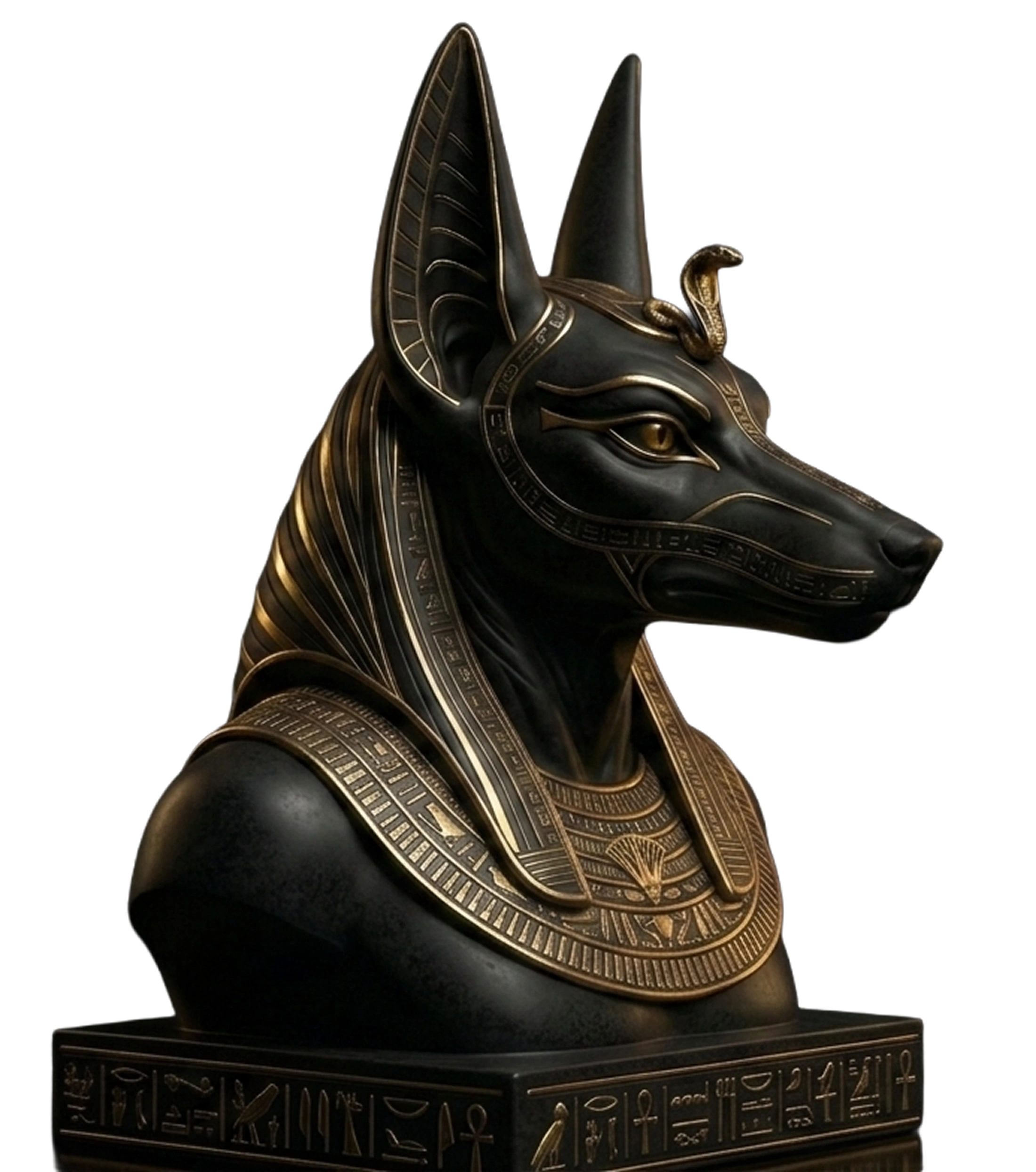 Carved statue of Anubis, the ancient Egyptian god associated with the afterlife
